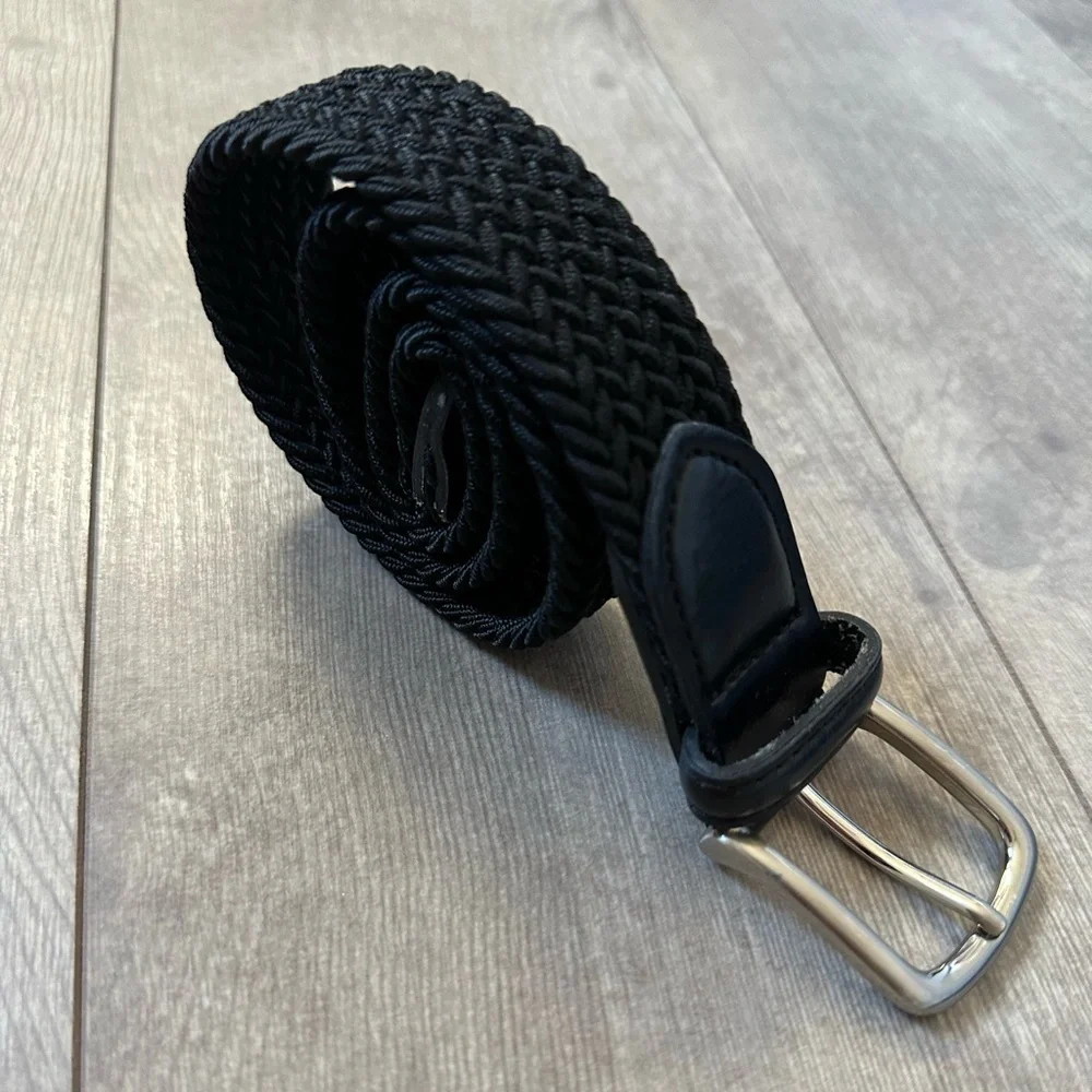 Vintage Boys Black Woven Braided Leather Belt Size Small “Jake” Engraved